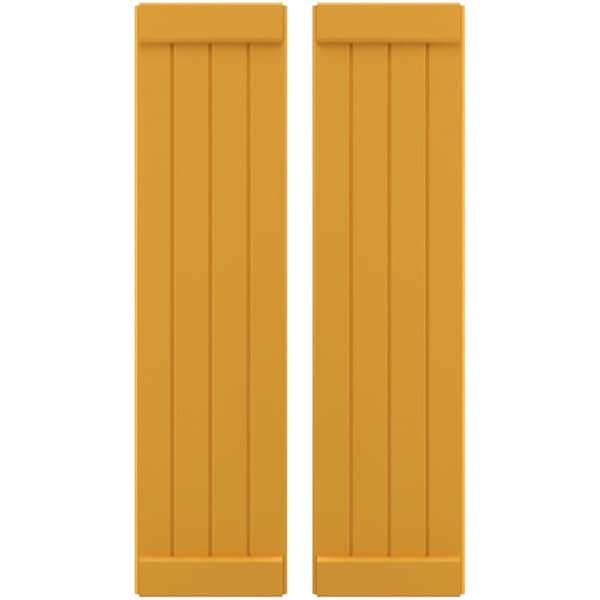 Ekena Millwork Americraft 4-Board Exterior Wood Joined Board-n-Batten Shutters w/ End Batten, ARW103BB414X37TUH, PR ARW103BB414X37TUH - main